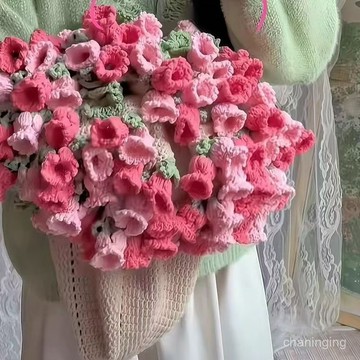 手工毛綫漸變毯子編織diy花束毯子材料包鈎織鈴蘭玫瑰花創意禮物🔥525🔥 TJFS