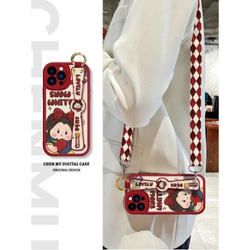 適用蘋果17手機殼白雪公主iphone15/16ProMax背帶斜挎14pro掛繩手腕13保護套12mini女新款可愛plus軟硅全包