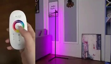 簡約北歐幻彩氛圍直角調光客廳沙發臥室立式線條RGB墻角落地燈