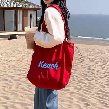 旅游輕便紅色單肩包包女 日系ins風學生黨通勤托特包大容量帆布袋