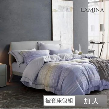 Lamina 加大 100%萊賽爾天絲兩用被套床包組-2款任選-(條紋系列)
