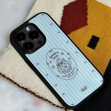 ✨iphone17手機殼✨條紋小熊適用蘋果17promax黑邊手機殼iPhone15亞克力14Pro高級12