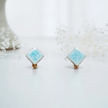 T267 美濃燒磁磚耳環 可改為夾式 真皮背面加工