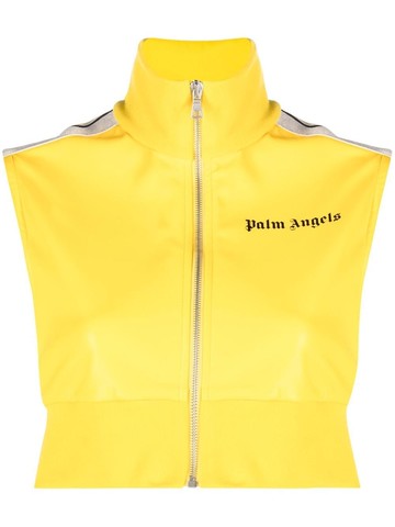 Palm Angels - logo-print cropped top - women - Cotton/Polyurethane/Polyester - M - Yellow