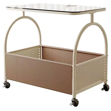 AOTTO 法式輕奢風附輪置物收納茶几茶色