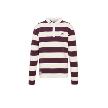 FILA 男條紋長袖POLO衫-深紫 1POZ-5704-DP