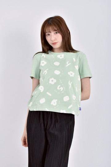 (S) a la sha質感滿版立體印花綠色短袖上衣