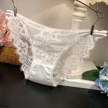 無痕蕾絲邊網上透明舒適中低腰內褲 女 三角性感女士誘惑【聚物優品】