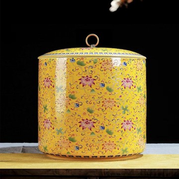 琺瑯彩茶葉罐普洱茶餅罐七餅普洱罐密封罐陶瓷大號茶葉桶禮盒裝