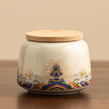 汝窯迷你茶葉罐旅行罐茶具配件醒茶罐子茶倉竹蓋密封罐陶瓷儲物罐