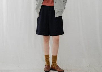 法式少女 少年感黑色基礎寬鬆短褲