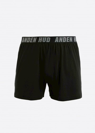 男款_Newtro Street．不開襟純棉寬鬆四角內褲(黑-黑橫條緊帶)