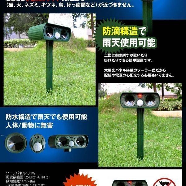 動物撃退器 超音波 ソーラー式 ソーラー 鳥よけ センサー ねこよけ とりよけ グッズ 猫避け 猫除け 猫よけ カラス 野良猫 のら ノラ 野良 ねこ ネコ 猫 フン 糞