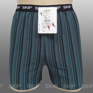SKIP四季織精品**鍺條紋男加長平口褲**藍