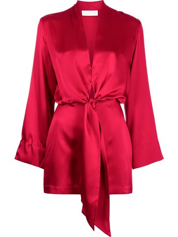 Michelle Mason - tie-front silk satin minidress - women - Silk - 4 - Red