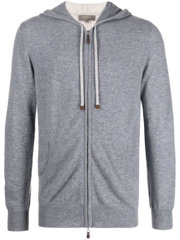 N.Peal - zip-up knit cashmere hoodie - men - Organic Cashmere - S - Grey