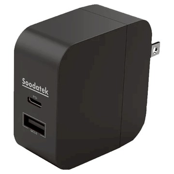 Soodatek 45W PD+QC 雙孔充電器  黑色  1個