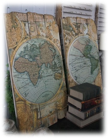 復古舊感 立體地圖 木板畫 書房裝飾 家居飾品 套二 1入