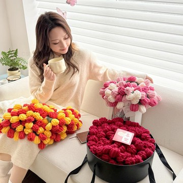 手工編織成品玫瑰花束毯子 玫瑰花束毯 玫瑰花毯 玫瑰花束毯子 玫瑰花披肩毯 手工編織花束毯 情人節禮物 禮物 交換禮物