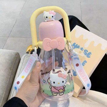 ✨臺灣出貨✨helloKitty大容量杯子可愛水壺高顏值女生塑料學生便攜吸管杯水杯