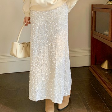 【HARPER】中長裙 魚尾裙 裙子 派對 流光亮片魚尾裙 磨毛內裏 | 現貨 【SKC55002K】