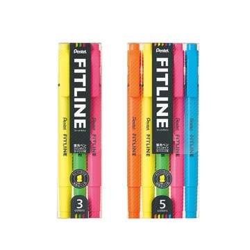 ✨星星文具✨PENTEL 飛龍 FITLINE 雙頭螢光筆 螢光筆 記號筆 3色組 5色組 SLW11