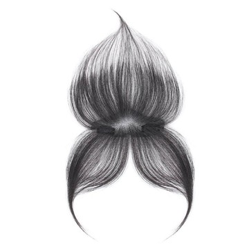 C型全真髮八字瀏海假髮片  自然黑  1組