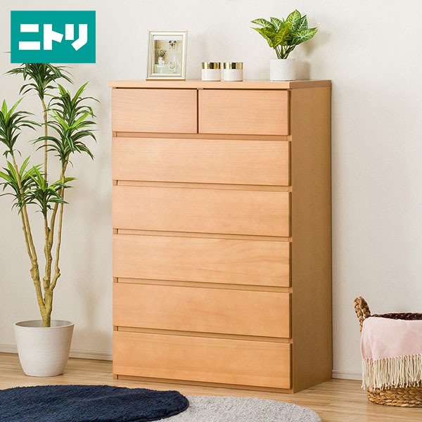 送料込み！【極美品】ニトリタンス 工具不要で組み立て簡単ワイドチェスト デコニーCV2(5段 ライト