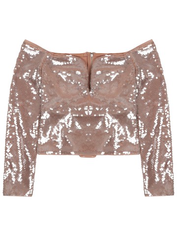 self-portrait sequined sleeveless top