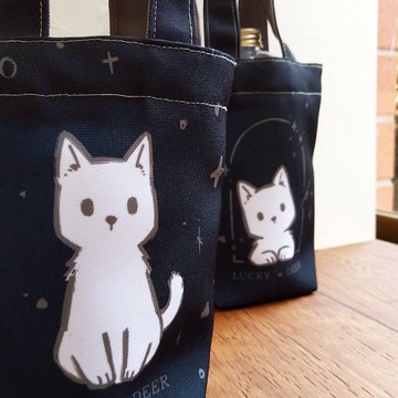 飲料小提袋 // 白貓