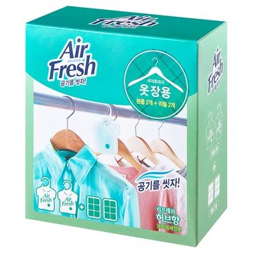 Air Fresh 衣櫃芳香劑組 芳香劑 32g 2個 + 補充包 2包  1盒