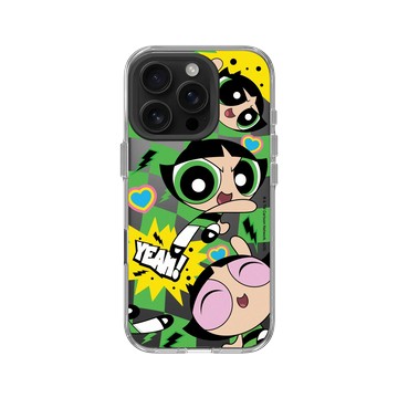 iPhone 16 Pro Clear Case（相機按鈕） 透明 - The Powerpuff Girls 飛天小女警 - 毛毛 - 可愛格紋款