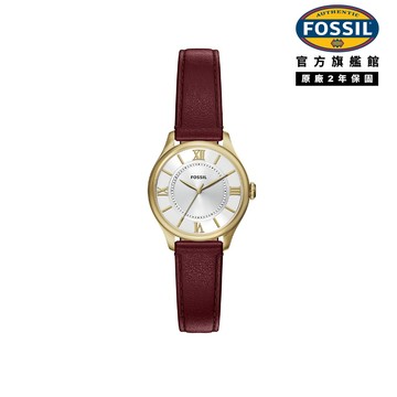 【FOSSIL 官方旗艦館】Gilmore 優雅金飾羅馬數字女錶 紅棕色真皮錶帶 28 MM ES5510