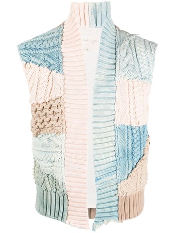 Greg Lauren - knit patch-work open vest - men - Cotton - 4 - Blue