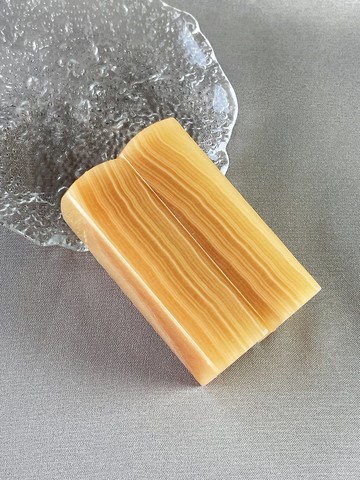 【玉玉印章】 透亮橘金條紋橙玉印章 獨特結婚對章系列