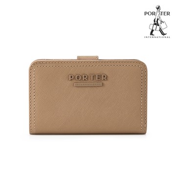 PORTER INTERNATIONAL- 堅毅自信AVENUE真皮雙折零錢短夾 - 棕褐
