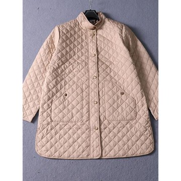 P棉菱格紋立領棉衣女長款保暖棉服輕量薄款收腰顯瘦設計感秋冬K12