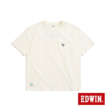 EDWIN 男裝 BLUE TRIP 寬版口袋短袖T恤-米白色