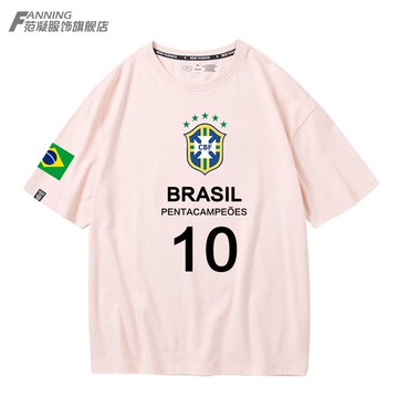 巴西Brazil國家隊足球運動訓練短袖半袖t恤純棉夏季男士體恤寬松