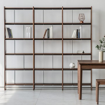 台灣公司貨 免運 可開票 北美黑胡桃木書架實木北歐客廳櫻桃木組合置物架落地滿墻書柜實木