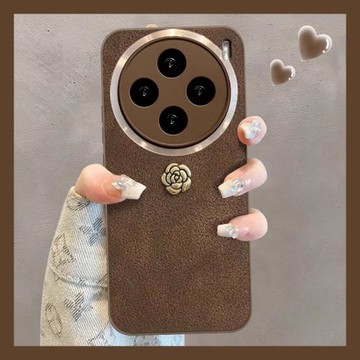 輕奢月坑紋山茶花適用vivox200手機殼x100spro新款女神x90s皮紋x200mini手鏈保護套x90pro防摔Por超火+小眾潮