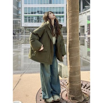 韓版寬松慵懶風工裝羽絨服女2025冬季新款休閑保暖加厚小個子外套