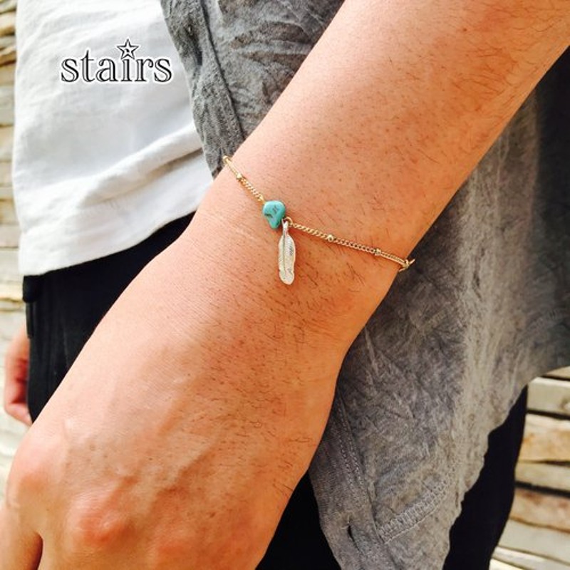 ブレスレット メンズ チェーン シルバー ゴールド シンプル メンズブレスレット トルコ石 ターコイズ フェザー 2way レディースブレスレット メンズアクセサリー 通販 Lineポイント最大0 5 Get Lineショッピング