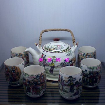 景德鎮陶瓷茶具 釉中彩十二金釵茶具 特價茶杯茶壺瓷器套裝1入