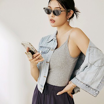 素色羅紋細肩帶挖背BRATOP-OB大尺碼