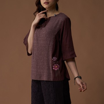 古典美 手繪刺繡上衣【23049】茶禪服/棉麻/亞麻/中國風