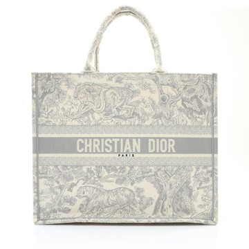 Dior 迪奧 Large Book Tote 手提包 米白灰色 Toile de Jouy 刺繡 M1286ZTDT 【二手名牌BRAND OFF】