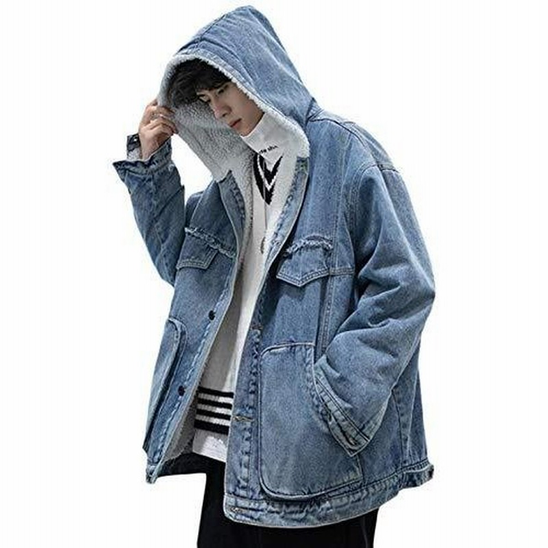 Beibangボアデニムジャケット メンズ 裏ボア ジージャン 厚手 防寒 コート デニム ジャケット フード付き 裏起毛 通販 Lineポイント最大0 5 Get Lineショッピング