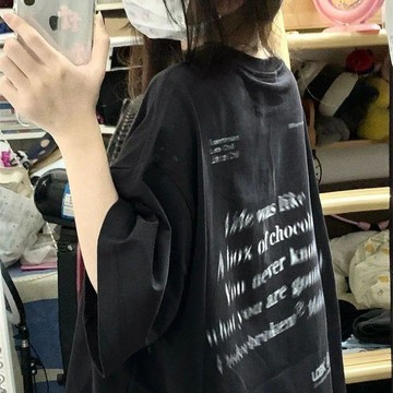 8257 名回訪客💞美式hiphop新款短袖t恤女學生韓版寬鬆中長款休閒半袖上衣高街潮D8QE