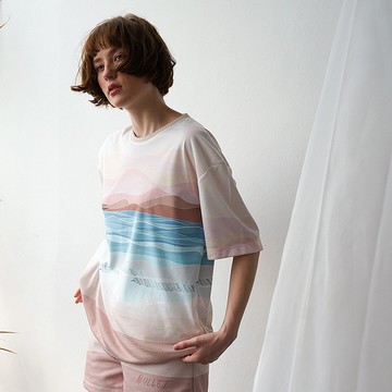 大廓形圖案 T 卹 - 海印 1